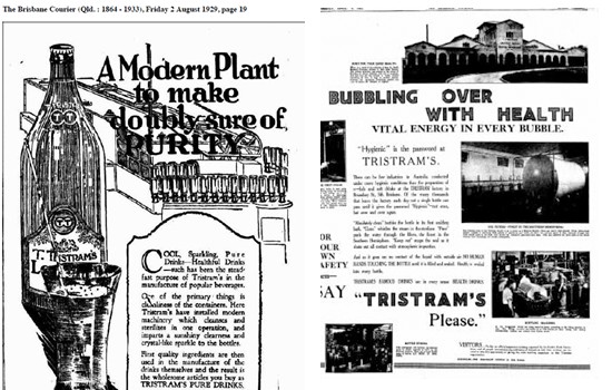 1929 | Ad’s for the Tristram soft drink in The Brisbane Courier, the precursor to today’s The Courier-Mail